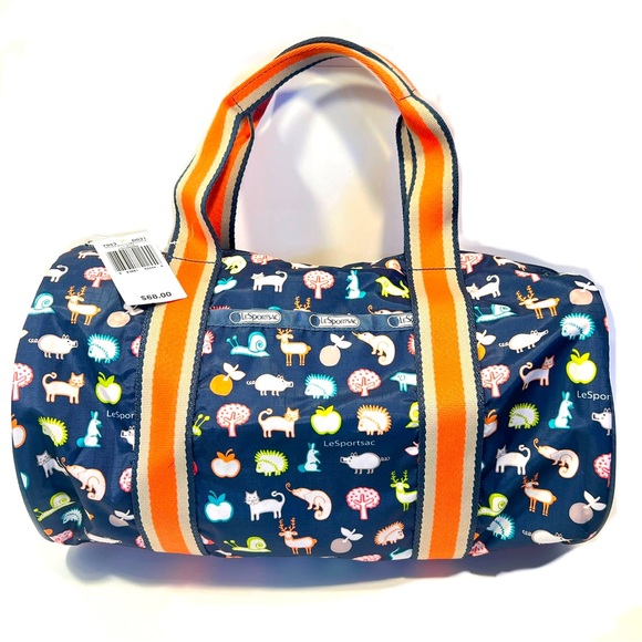 NWT LeSportsac Round Shoulder Duffle - "Lil Guys" Animal Forests Print - Kids - Picture 1 of 6